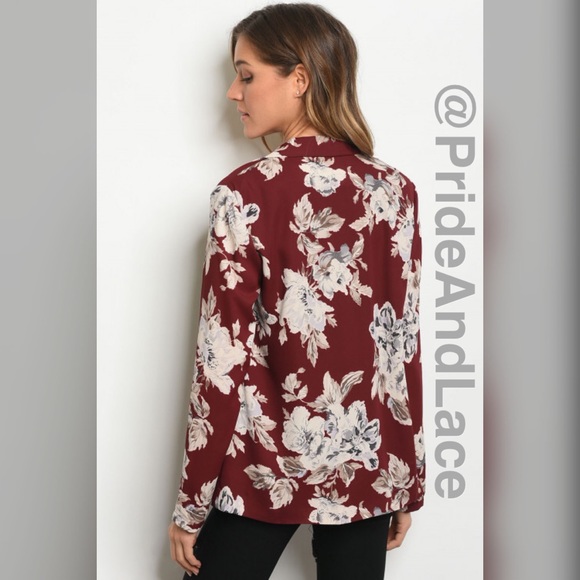 LAST 1οΈβ£π΄BURGUNDY / TAUPE FLORAL BLAZERπ΄ - Picture 2 of 2